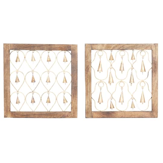 16" Brown Mango Wood Farmhouse Wall Decor, 2ct.
